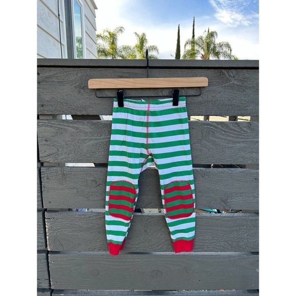 Hanna‎ Andersson Christmas Striped Pajama Pants with Contrast Knees sz 90 (3T) - Picture 1 of 6